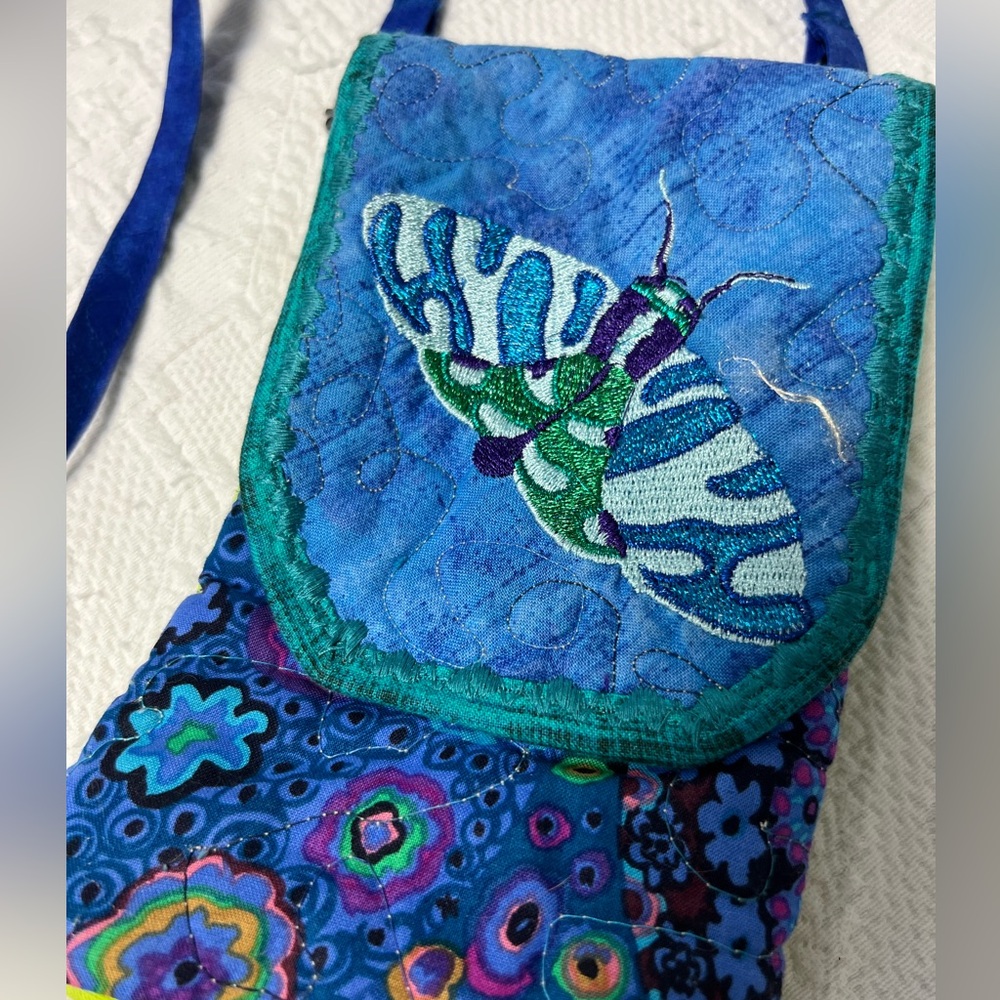 Handmade, mini, very colorful, crossbody bag.